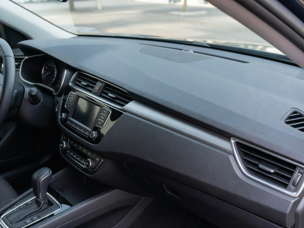 Clean car interior dashboard showing non-greasy dust-free finish